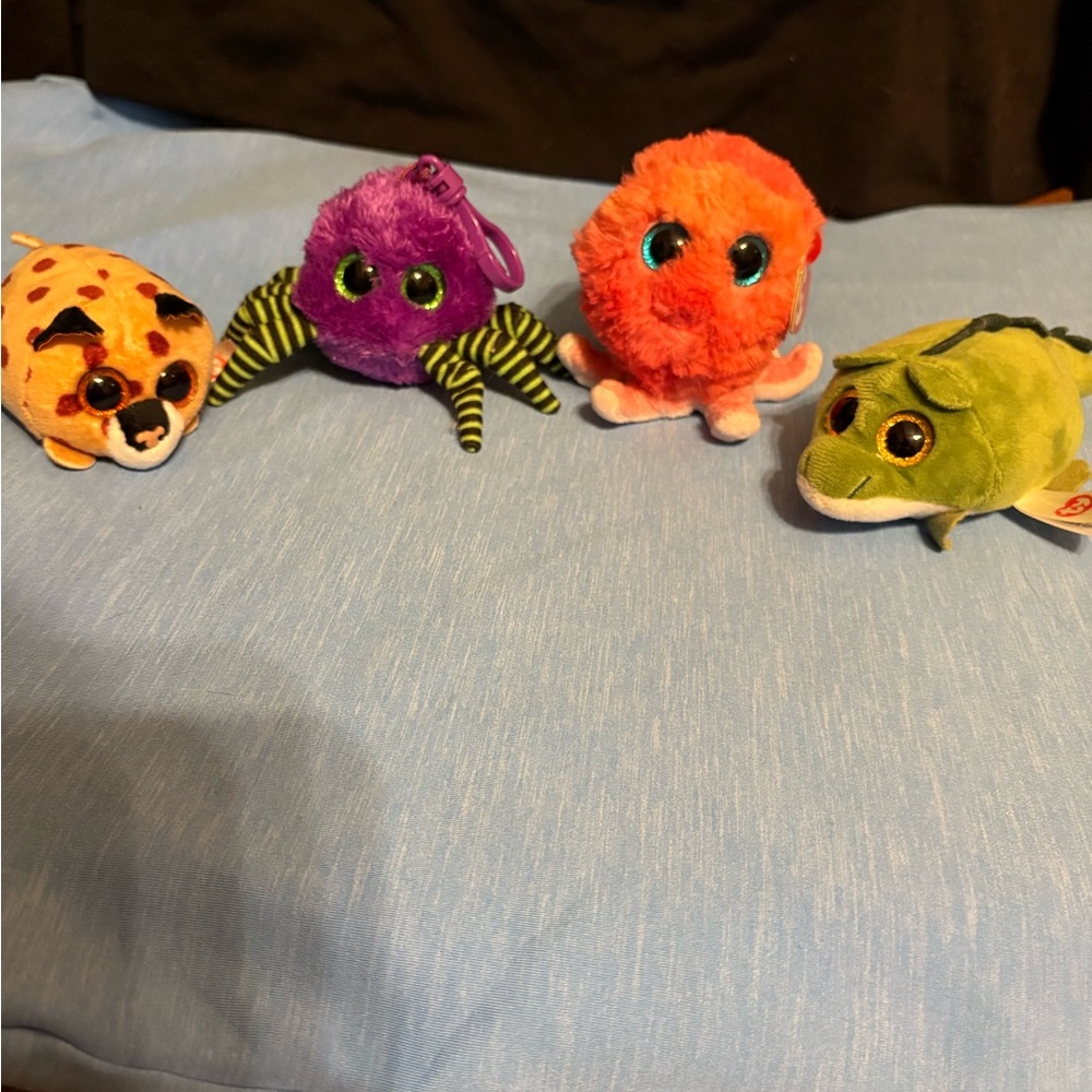 Ty Stuffed Animals mini set: spider, octopus, alligator and cheetah